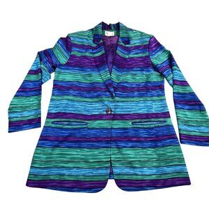 VTG Michael & Company Womens 8 ColorBlock Purple Rave Blouse Tunic USA Made BOHO